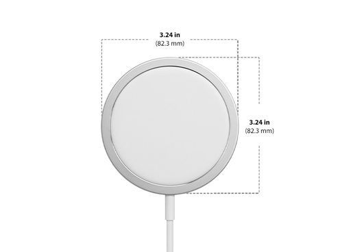 Dimensions of Apple MagSafe Charger Diagram showing Apple MagSafe Charger size and dimensions