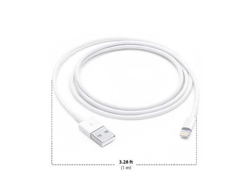 Dimensions of Apple Lightning to USB Cable 1M Diagram showing Apple Lightning to USB Cable 1M size and dimensions