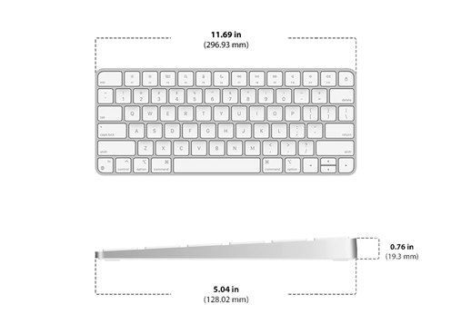 Dimensions of Apple Magic Keyboard 60 Diagram showing Apple Magic Keyboard 60 size and dimensions