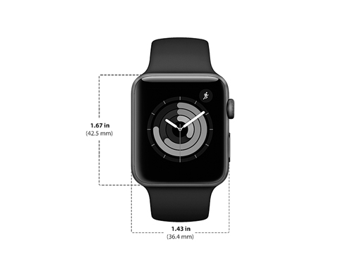 Dimensions of Apple Watch Series 3 42mm Diagram showing Apple Watch Series 3 42mm size and dimensions