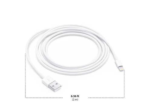 Dimensions of Apple Lightning to USB Cable 2M Diagram showing Apple Lightning to USB Cable 2m size and dimensions