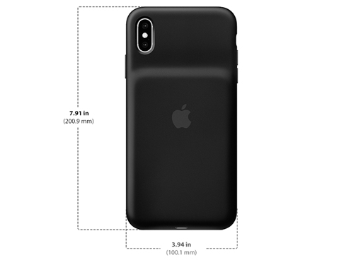 Dimensions of Apple iPhone Xs Max Smart Battery Case Diagram showing Apple iPhone Xs Max Smart Battery Case size and dimensions