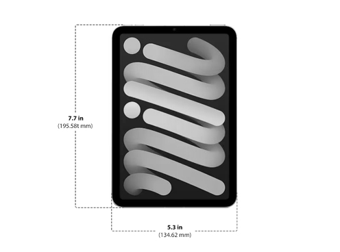 Dimensions of Apple iPad Mini 6 WiFi Only Diagram showing Apple iPad Mini 6 WiFi Only size and dimensions