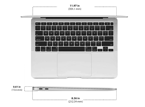 Dimensions of Apple MacBook Air 13-Inch 2018 Diagram showing Apple MacBook Air 13-Inch 2018 size and dimensions