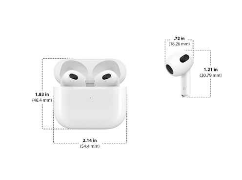 Dimensions of Apple AirPods Pro 3rd Generation Diagram showing Apple AirPods Pro 3rd Generation size and dimensions