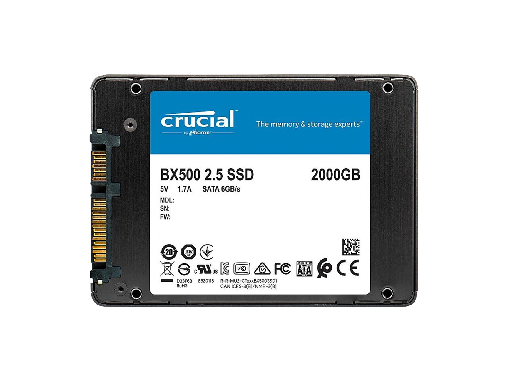 Crucial BX500 2TB 3D NAND SATA 2.5-inch SSD Crucial BX500 2TB 3D NAND SATA 2.5-inch SSD