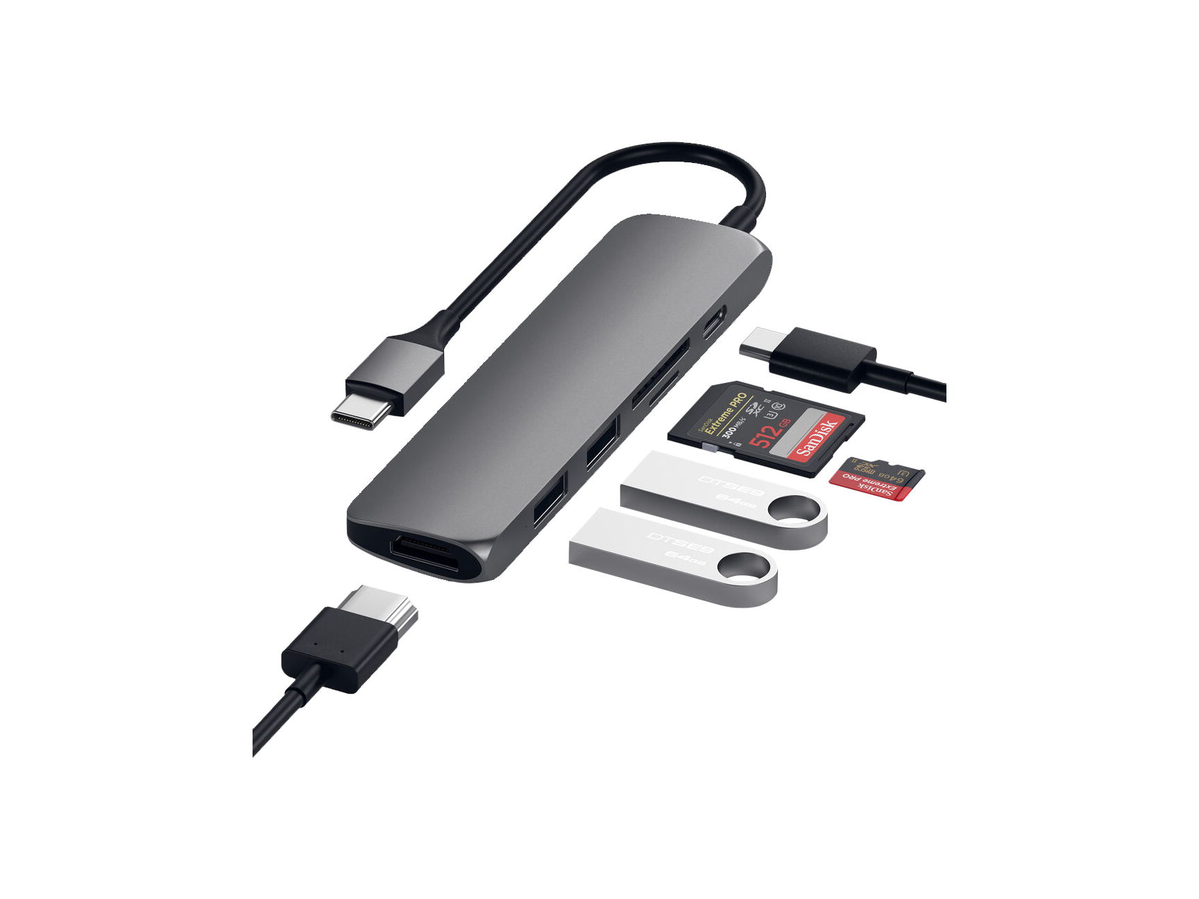 Satechi Slim Aluminum Type-C Multi-Port Adapter V2