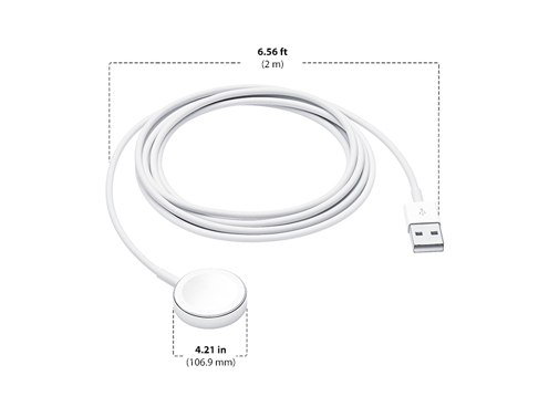 Dimensions of Apple Watch Magnetic Charging Cable 2M Diagram showing Apple Watch Magnetic Charging Cable 2M size and dimensions
