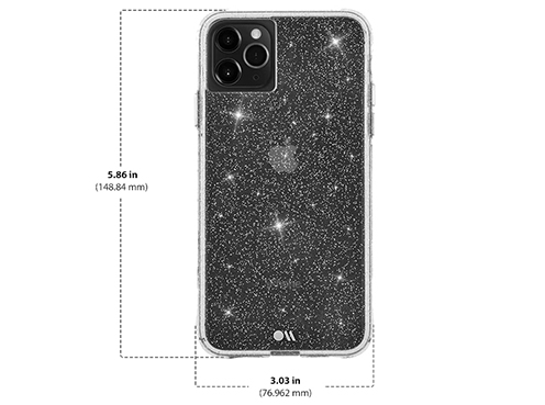 Diagram of Case-Mate Sheer Crystal Case for iPhone 11 Pro Diagram showing Case-Mate Sheer Crystal Case for iPhone 11 Pro size and dimension