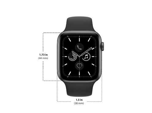 Dimensions of Apple Watch SE 1st Generation 44m Diagram showing Apple Watch SE 1st Generation 44m size and dimensions