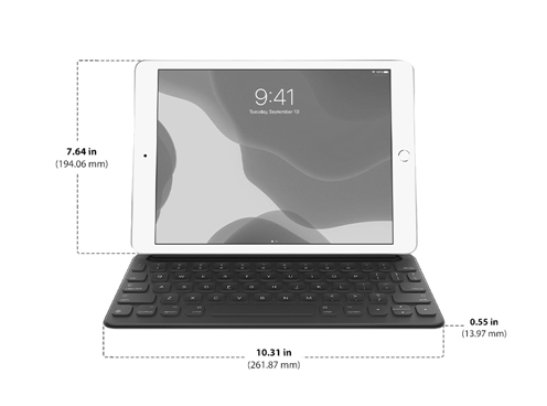 Dimensions of Apple Smart Keyboard For iPad and iPad Air Diagram showing Apple Smart Keyboard For iPad and iPad Air size and dimensiosn