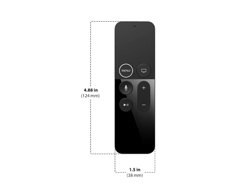 Dimensions of Apple TV Remote 1st Generation Diagram showing Apple TV Remote 1st Generation size and dimensions